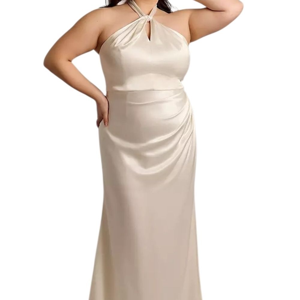 David's Bridal Cream Backless Dress